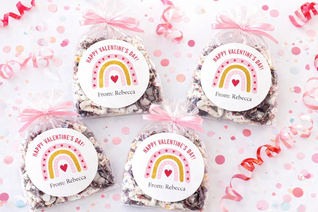 Rainbow Happy Heart Valentine Stickers