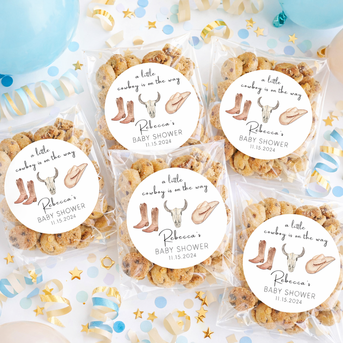 Western Cowboy Baby Shower Label Stickers