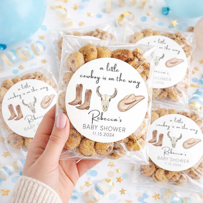 Western Cowboy Baby Shower Label Stickers