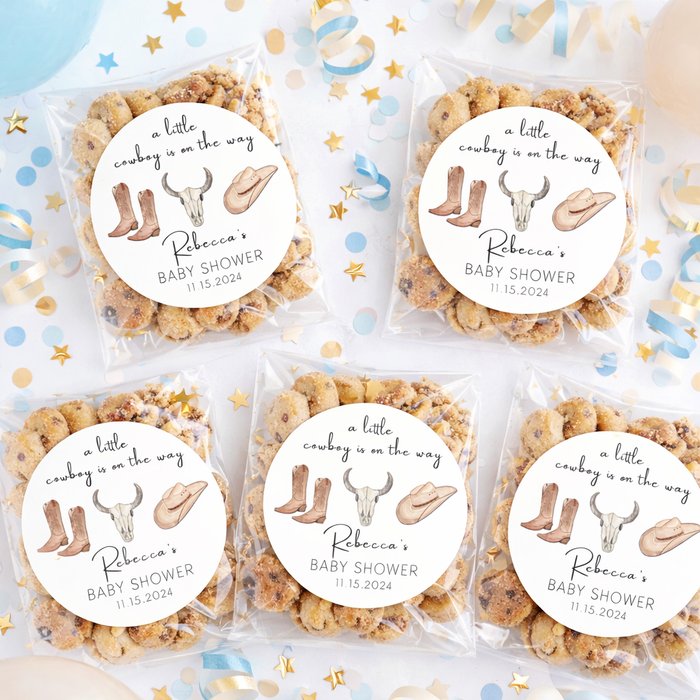 Western Cowboy Baby Shower Label Stickers