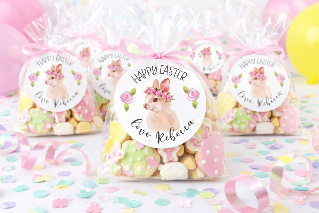Watercolor Bunny Easter Party Favor Stickers