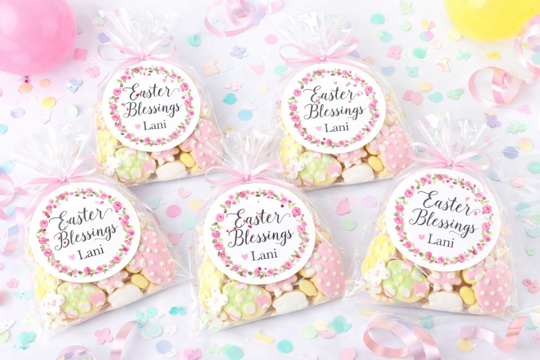 Pink Rose Easter Blessings Stickers