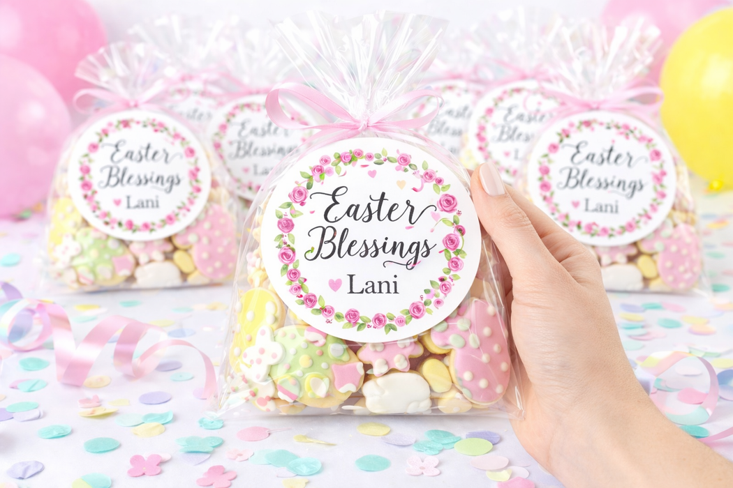Pink Rose Easter Blessings Stickers