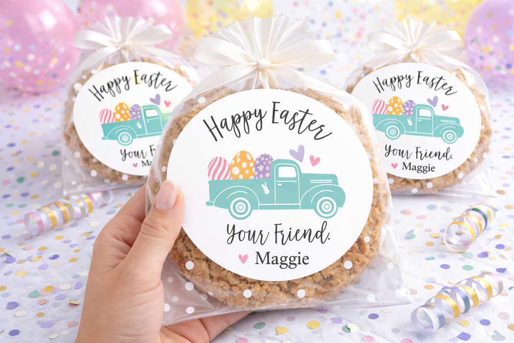 Teal Truck Happy Easter Stickers