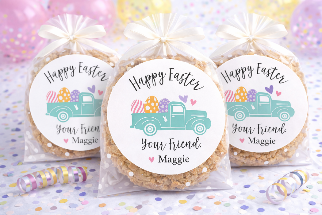 Teal Truck Happy Easter Stickers
