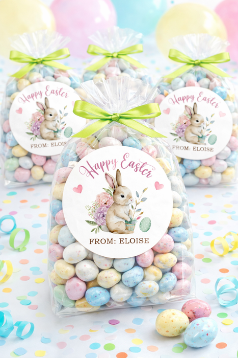 Floral Bunny Easter Party Stickers