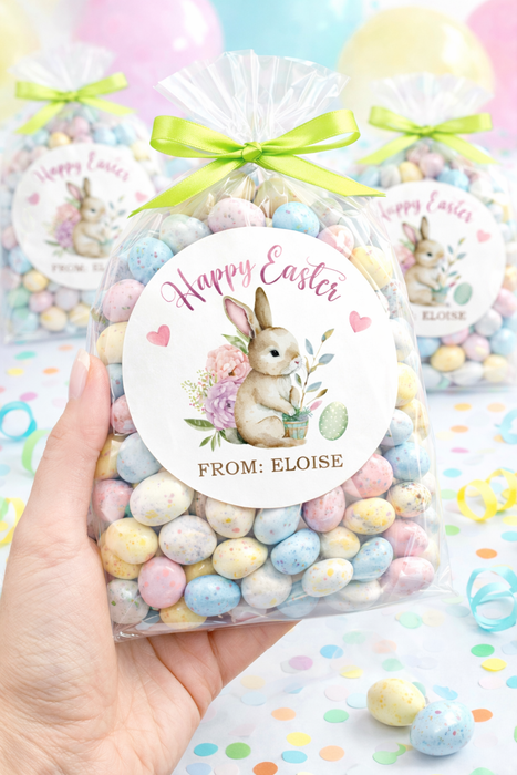 Floral Bunny Easter Party Stickers