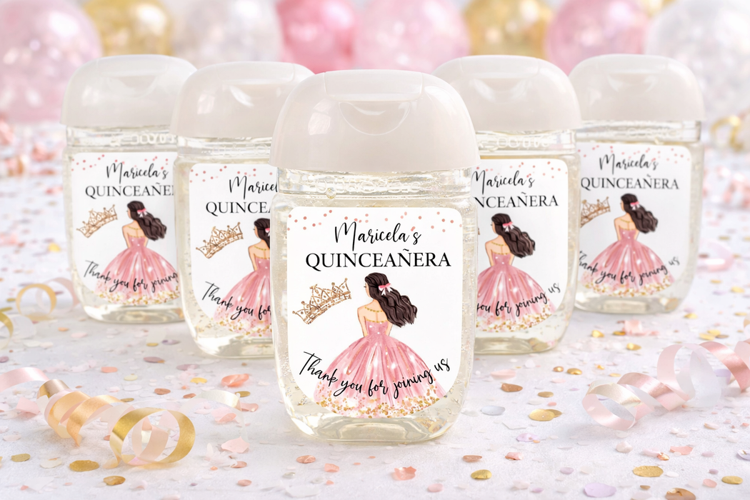 Quinceanera Princess Hand Sanitizer Label