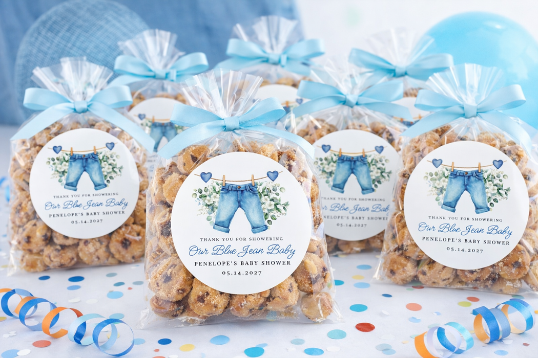 Blue Jean Baby Shower Label Stickers