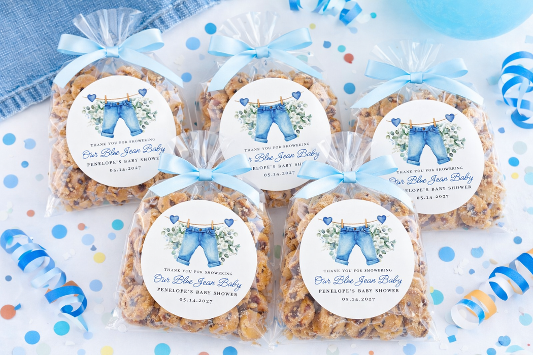Blue Jean Baby Shower Label Stickers