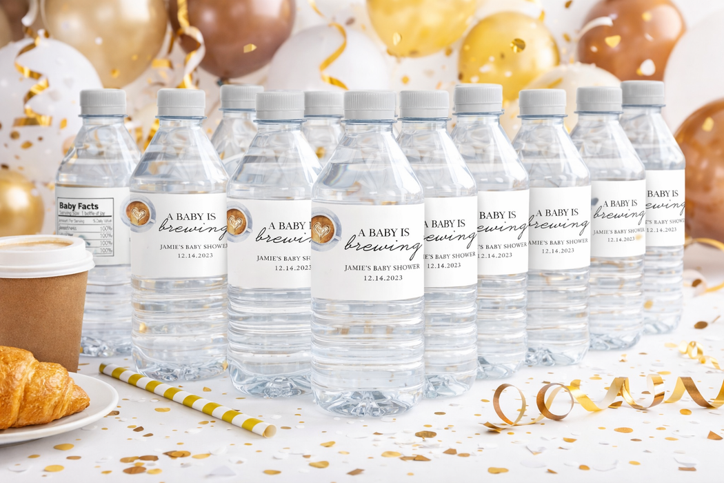 Baby Brewing Baby Shower Water Bottle Labels