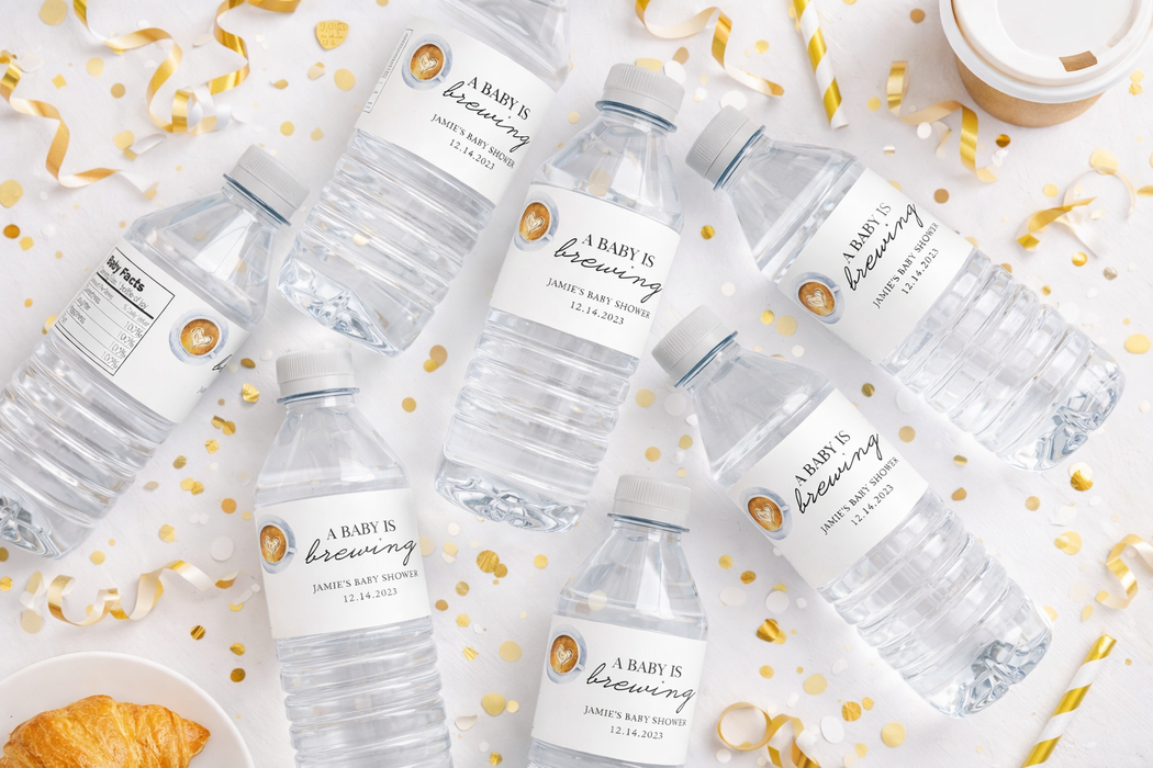 Baby Brewing Baby Shower Water Bottle Labels