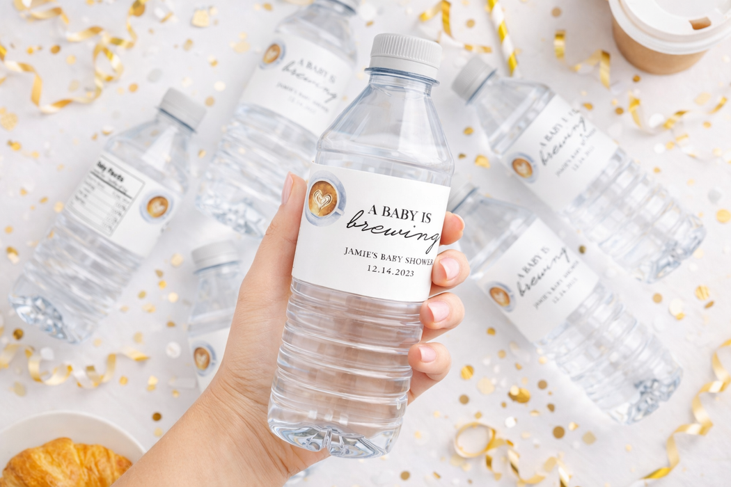 Baby Brewing Baby Shower Water Bottle Labels
