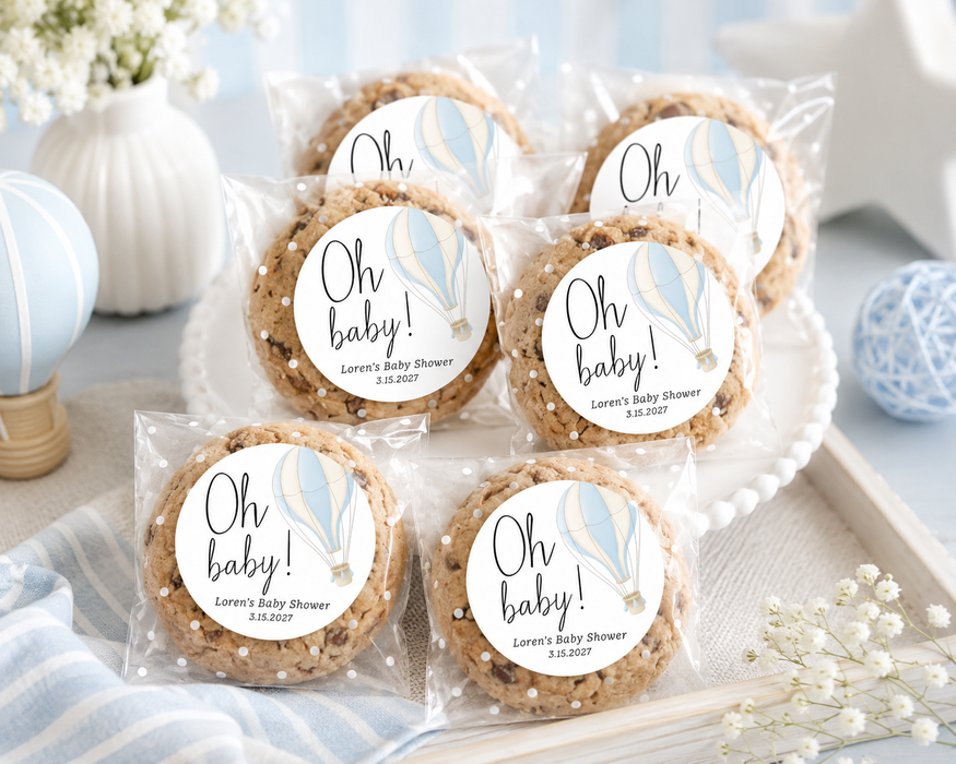 Blue Hot Air Balloon Baby Shower Stickers