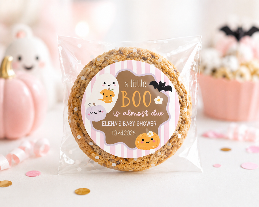 Pink Ghost A Boo is Due Baby Shower Stickers