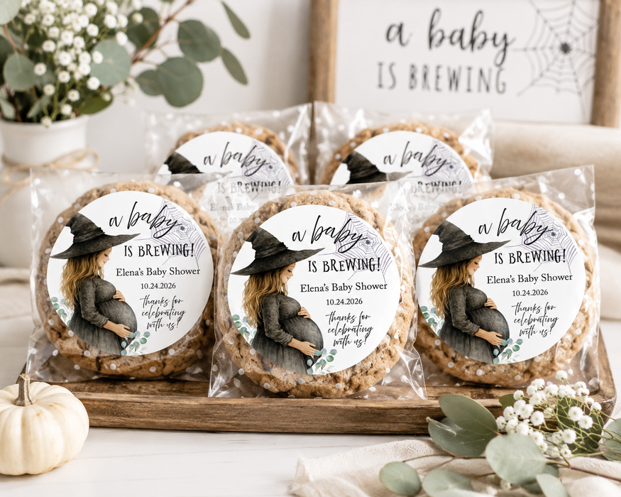 Cozy Witch Baby Brewing Baby Shower Stickers