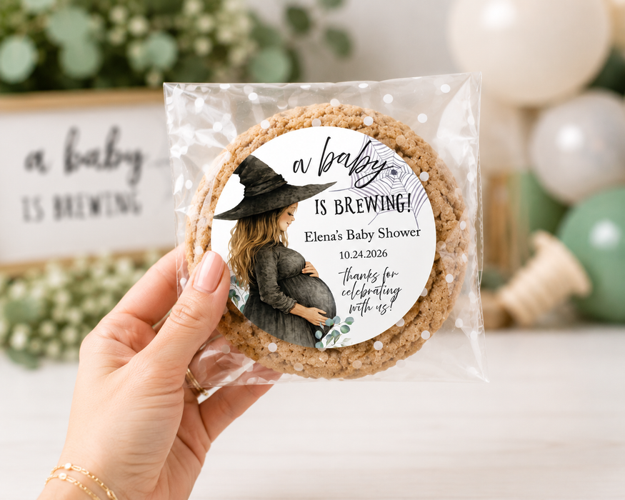Cozy Witch Baby Brewing Baby Shower Stickers