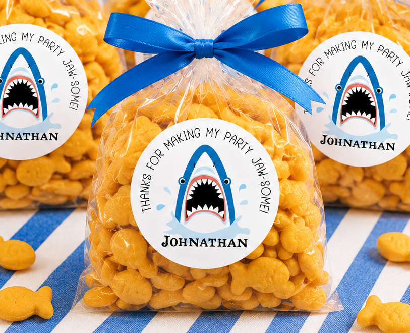 Shark Birthday Party Stickers