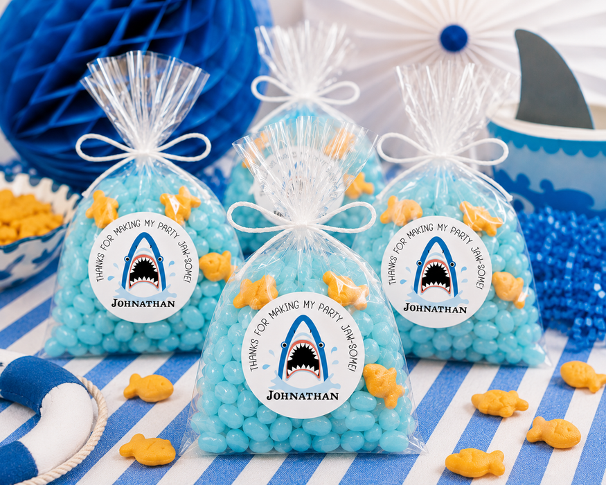 Shark Birthday Party Stickers