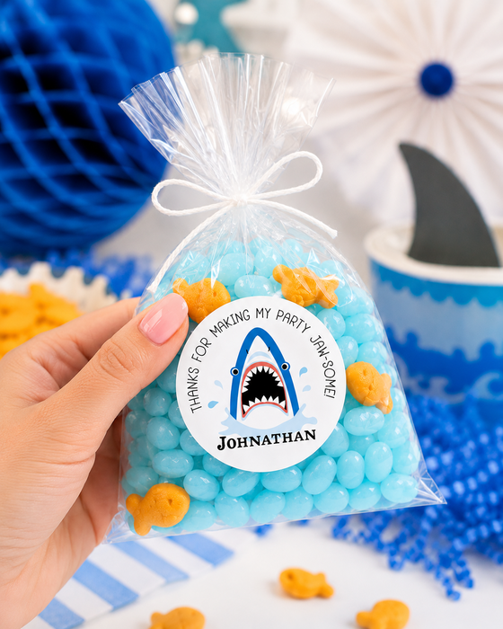 Shark Birthday Party Stickers