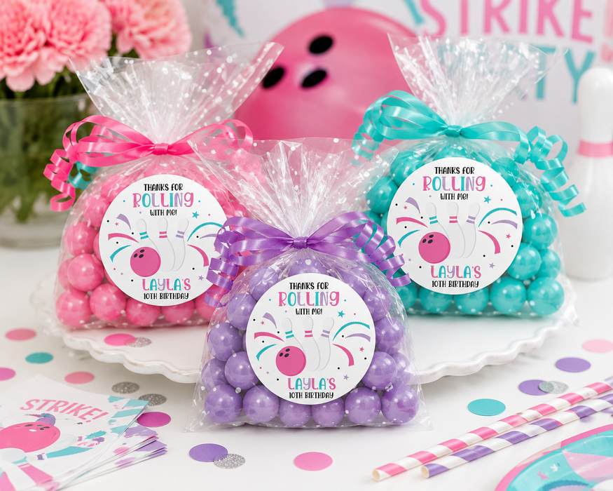 Roll with Me Bowling Birthday Stickers