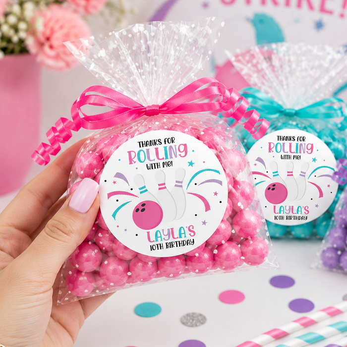 Roll with Me Bowling Birthday Stickers
