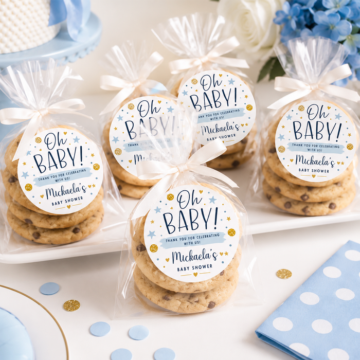 Blue Oh Baby Baby Shower Favor Stickers