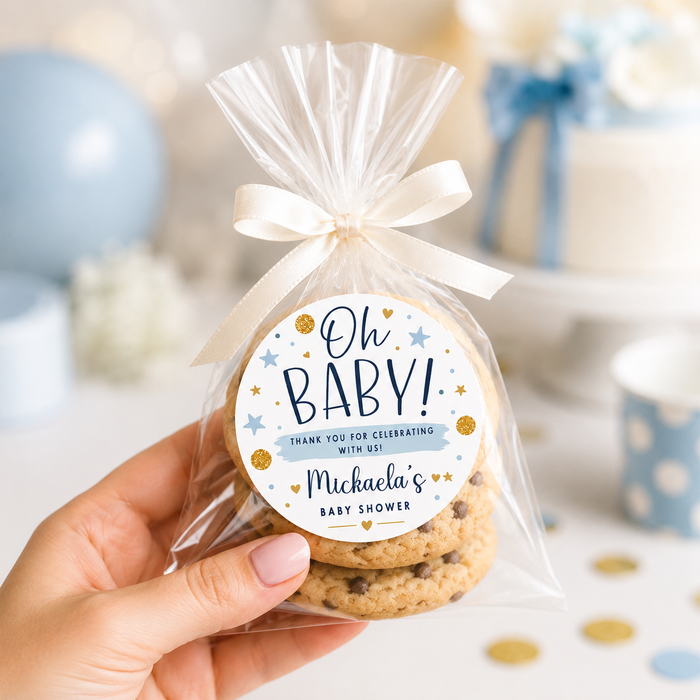 Blue Oh Baby Baby Shower Favor Stickers