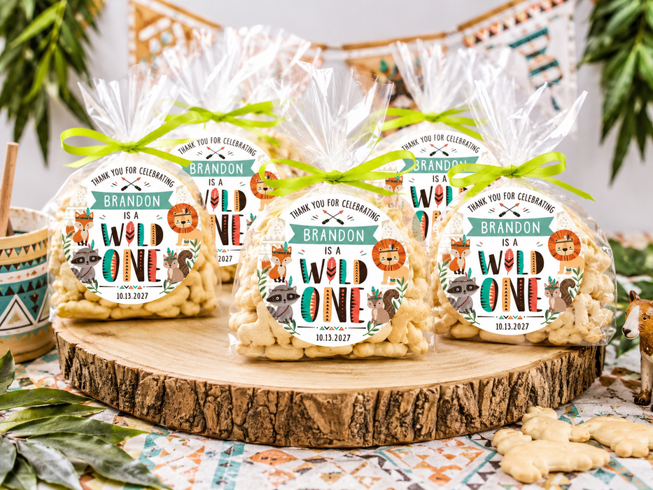 Wild One Animal Cracker Favor Stickers