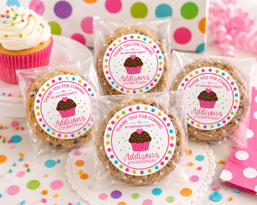 Cupcake Birthday Party Favor Stickers