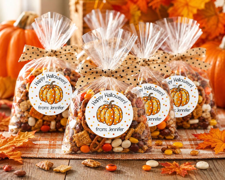 Dotty Pumpkin Halloween Treat Stickers