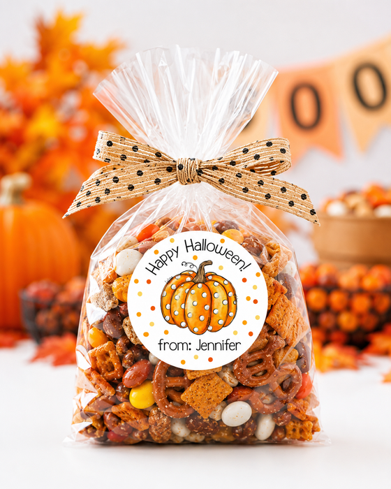 Dotty Pumpkin Halloween Treat Stickers