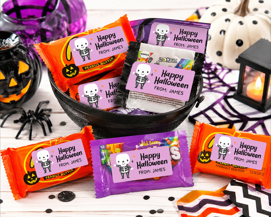 Skeleton Happy Halloween Candy Stickers
