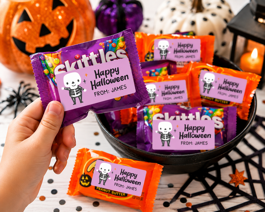 Skeleton Happy Halloween Candy Stickers