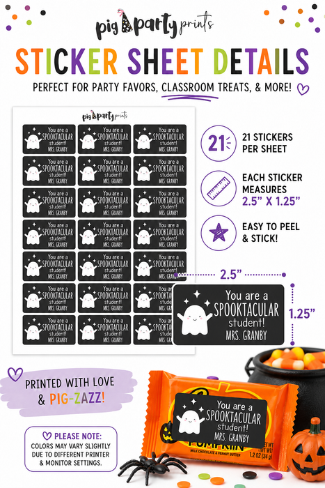 You Are Spooktacular Classroom Student Stickers