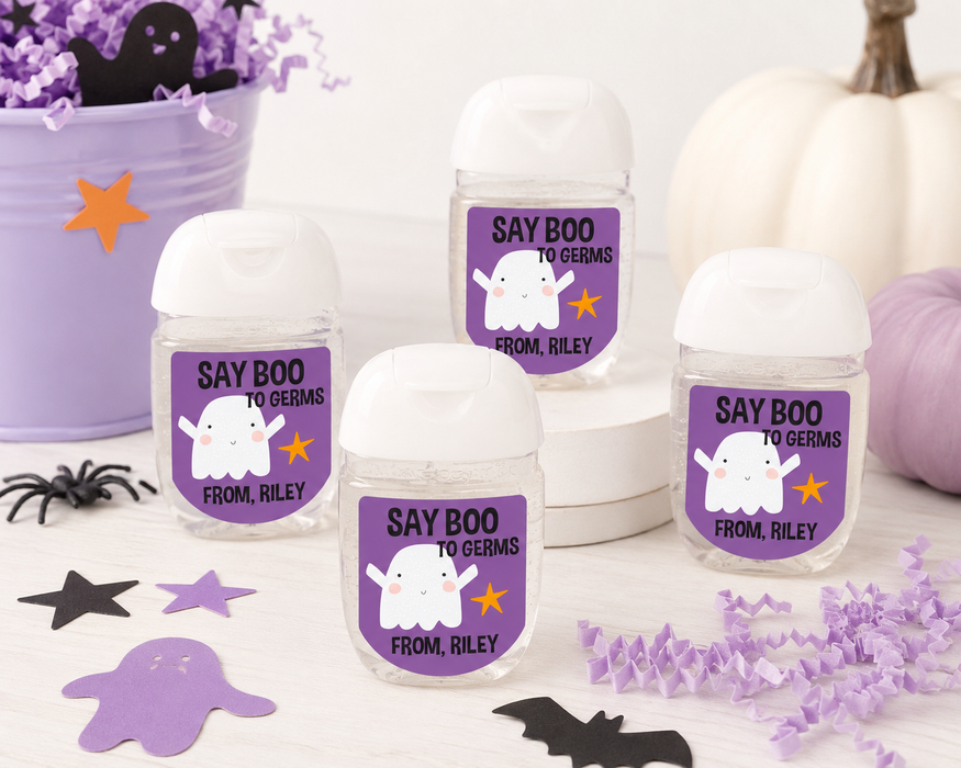 Say Boo to Germs Halloween Sanitizer Label
