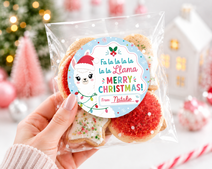 Fa La Llama Merry Christmas Stickers