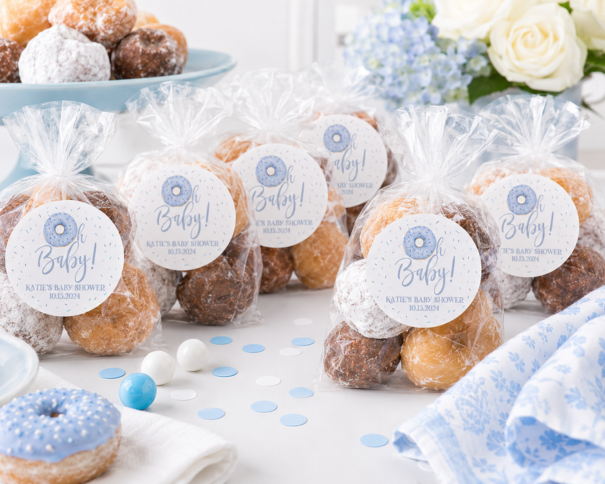 Blue Oh Baby Donut Favor Stickers