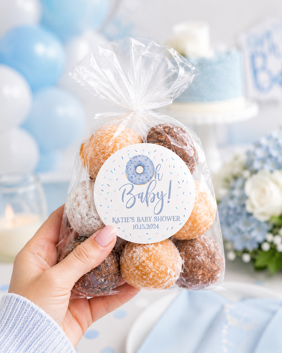 Blue Oh Baby Donut Favor Stickers