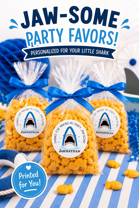 Shark Birthday Party Stickers