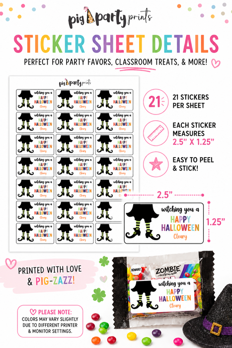 Witching You a Happy Halloween Candy Stickers