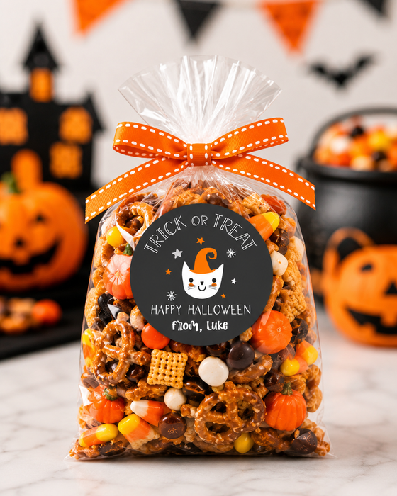 Trick or Treat Cat Halloween Sticker