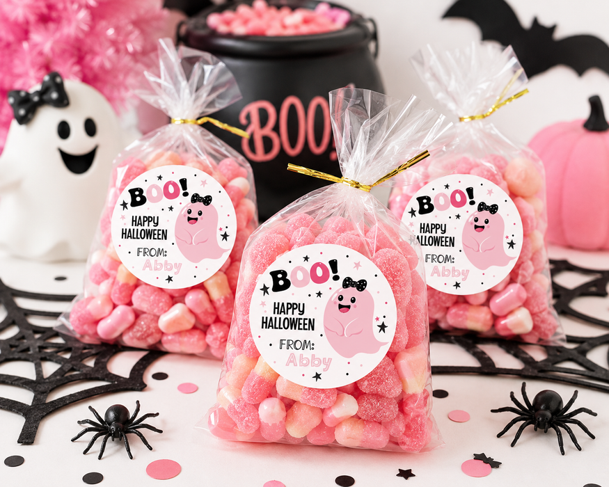 Boo Pink Ghost Girl Halloween Sticker