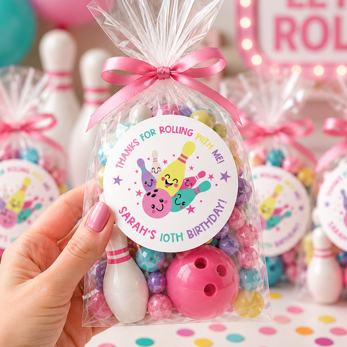 Girls Bowling Birthday Stickers