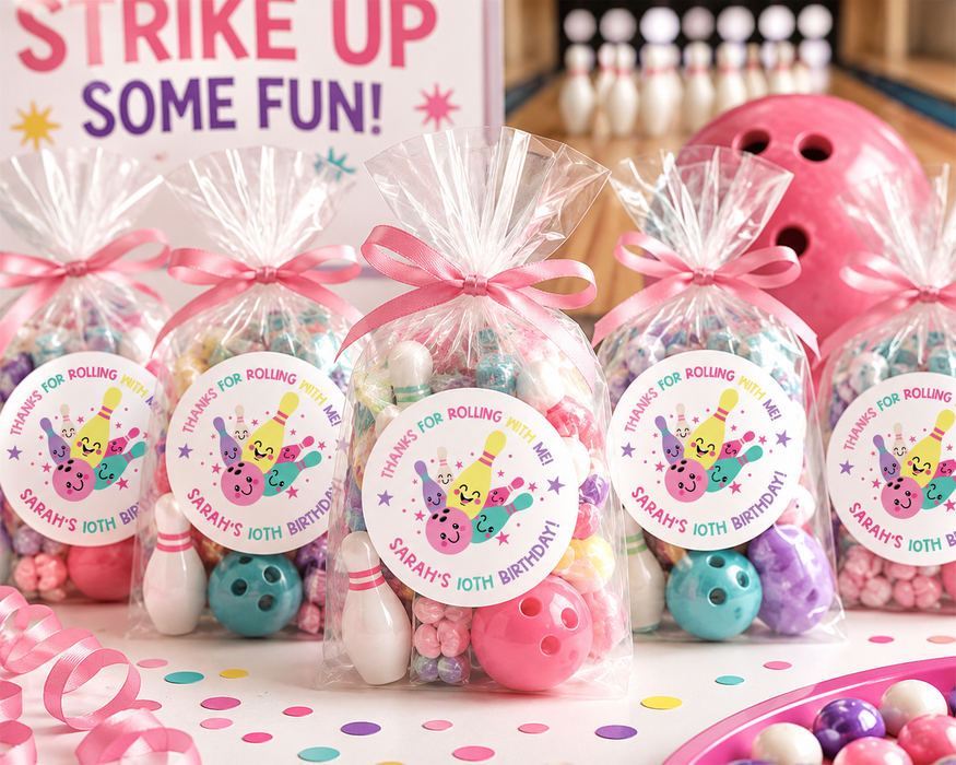 Girls Bowling Birthday Stickers