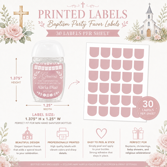 Cielito Lindo Baptism Hand Sanitizer Stickers