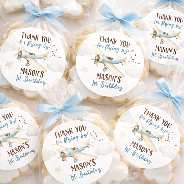 Airplane 1st Birthday Favor Stickers