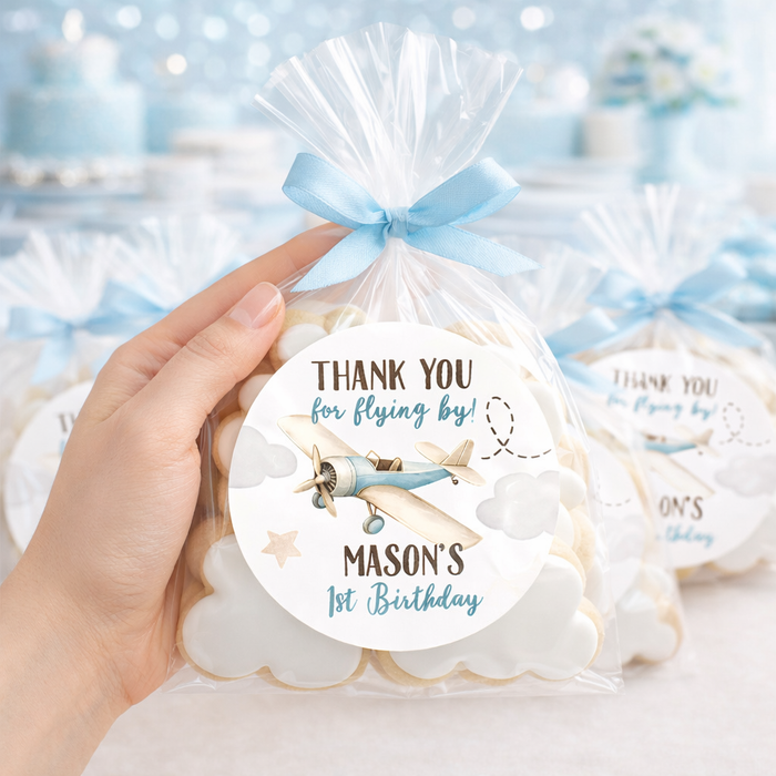 Airplane 1st Birthday Favor Stickers