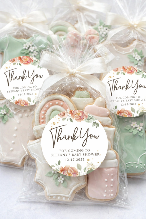 French Floral Baby Shower Stickers