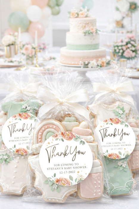 French Floral Baby Shower Stickers